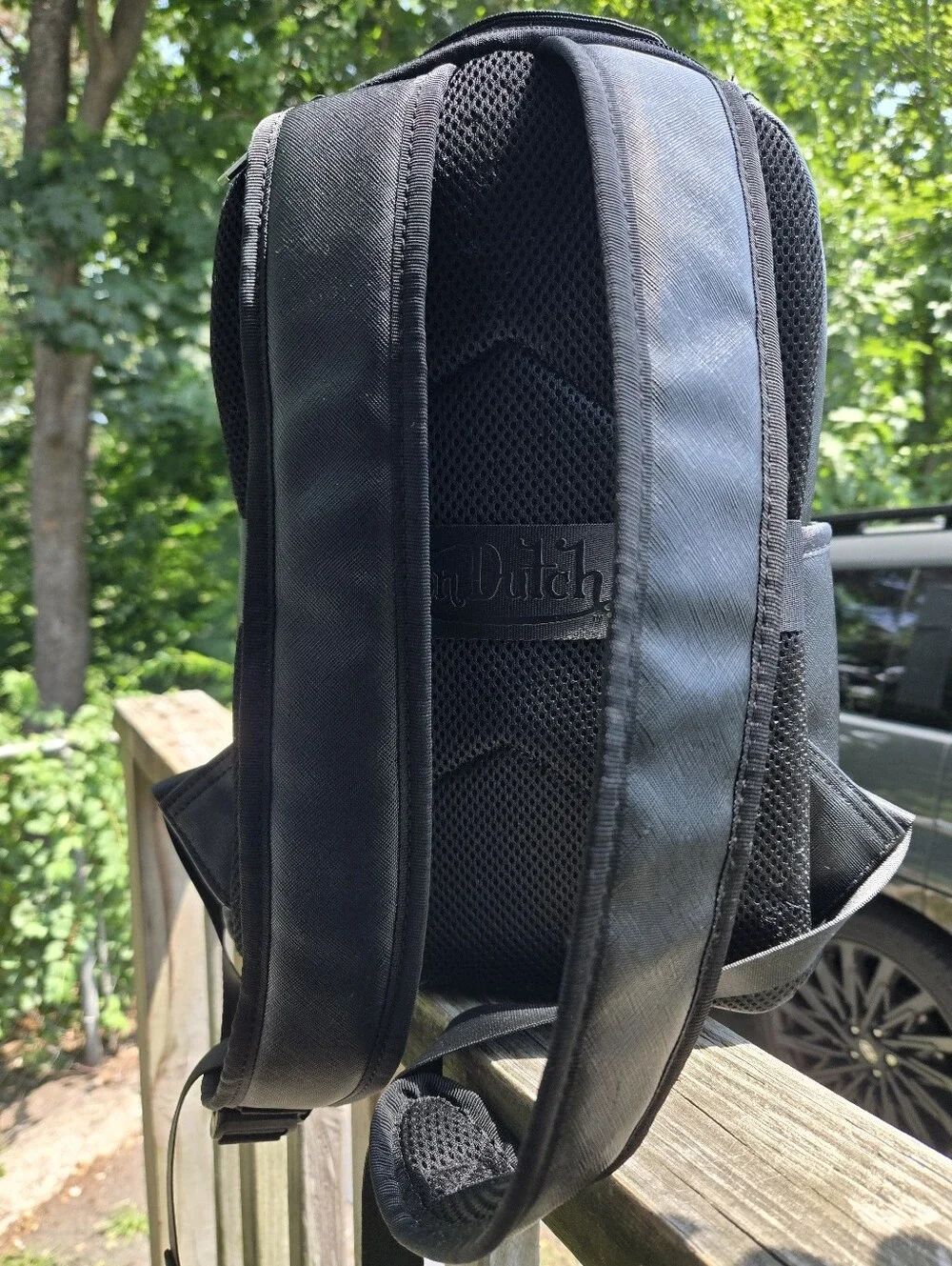 Von Dutch Black Backpack with Red & Yellow Graphic Patches